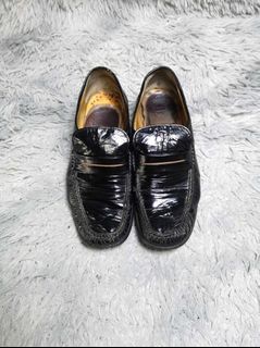 Black Glossy Leather Loafers Shoes