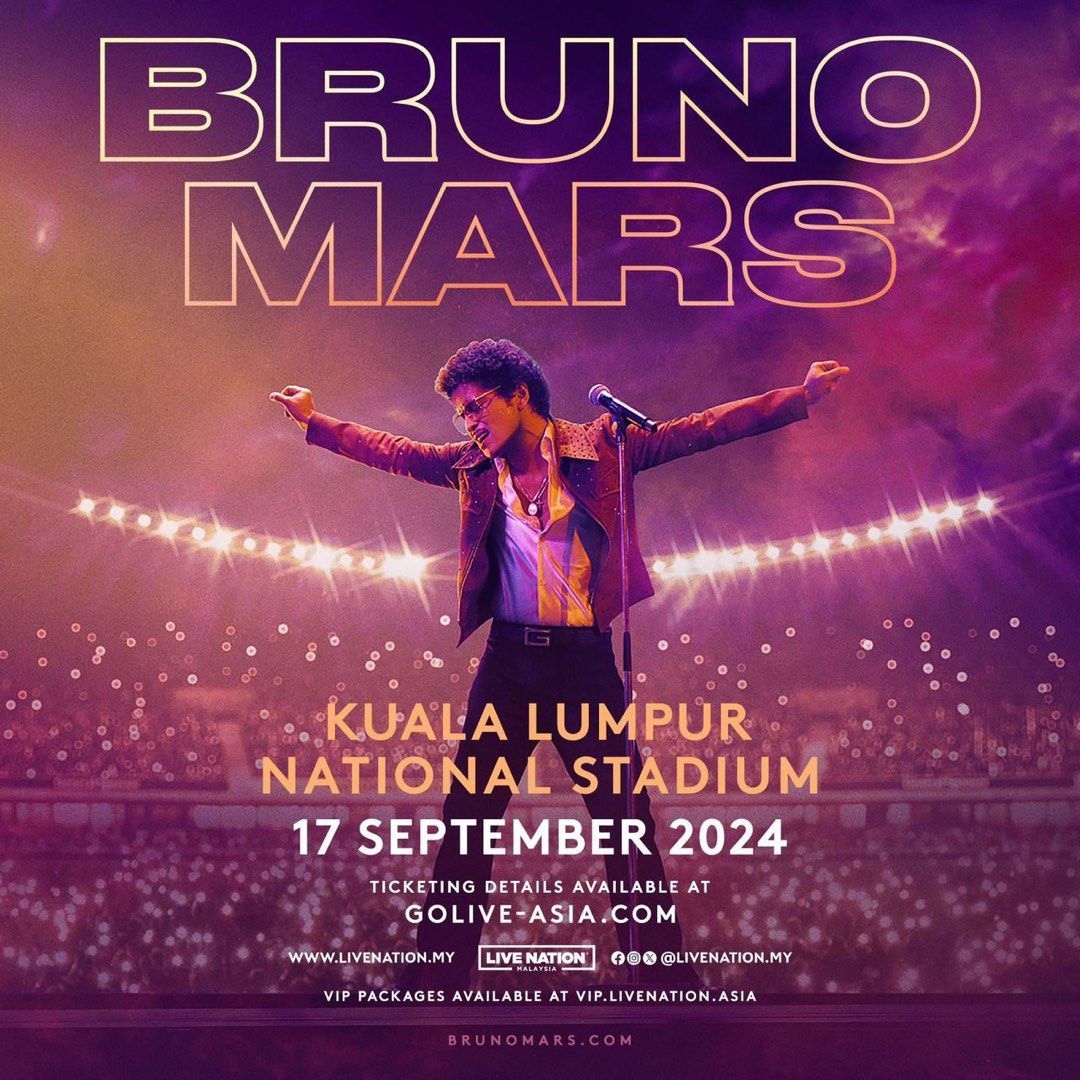 Bruno Mars Malaysia, Tickets & Vouchers, Event Tickets on Carousell