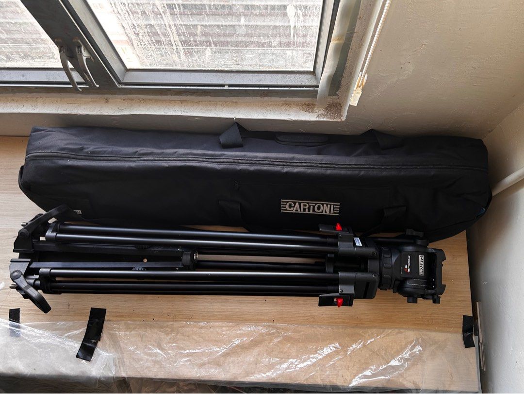Cartoni FOCUS 8 2-St Red Lock ALU System – Treppiede In Alluminio Con Testa Fluida 8kg, Spreader E Borsa