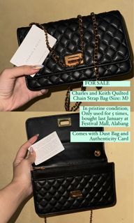 Charles and Keith Black Quilted Chain Bag