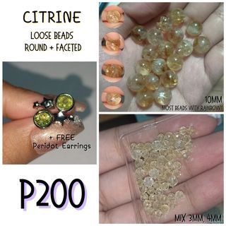 Citrine Ametrine Crystal Beads Round Faceted