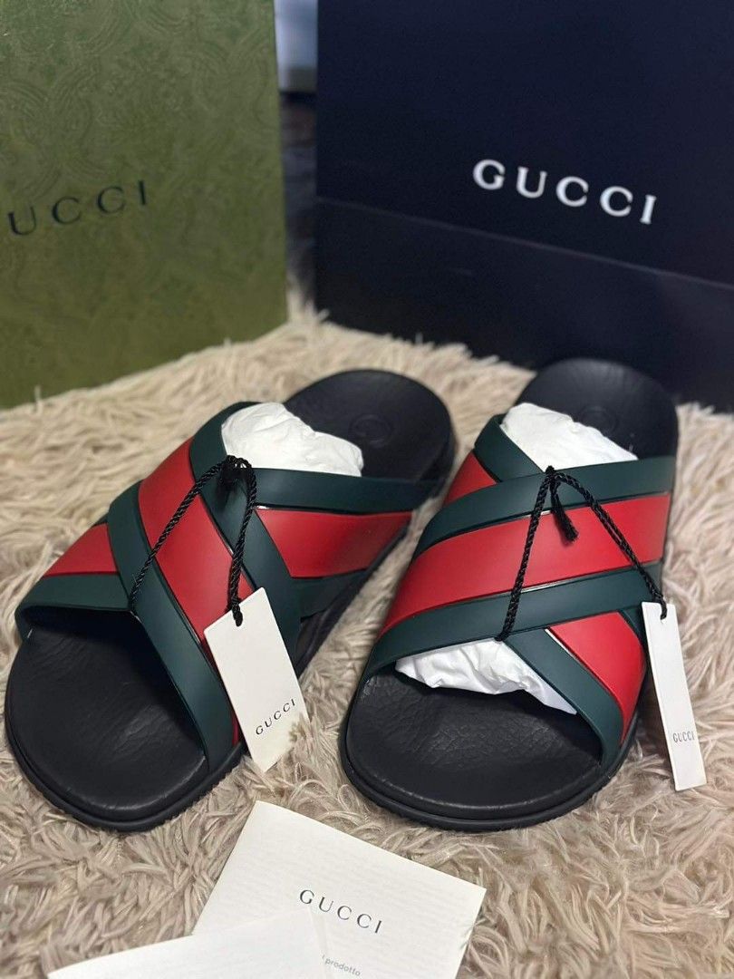 Gucci men's rubber slide sandals clearance