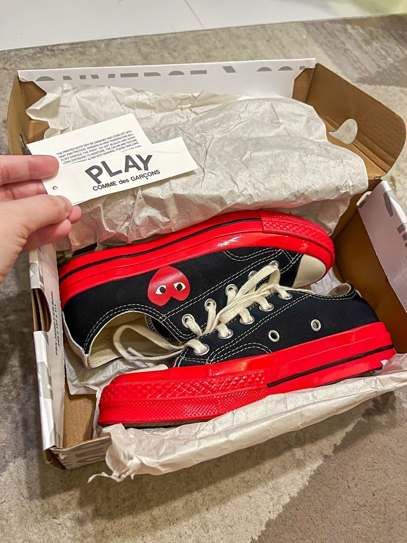 CDG PLAY x Converse Chuck 70 Red Midsole Sneakers Limited Edition Luxury Sneakers Footwear on Carousell
