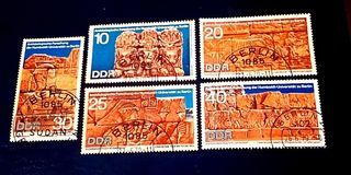 DDR Germany 1970 - Archaeological Excavations in Sudan 5v. (used)