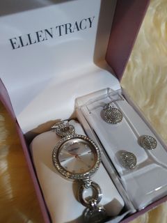 Ellen Tracy Watch and Jewelry Set Silver