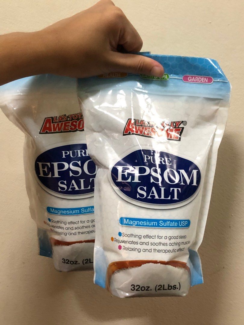 Epsom Salt (Category: Bath) located in Quezon City. Submitted by sleep.ingwithsirens (Listing ID 1309953742, Image 1). Description: Bought from Healthy Options Brand new and sealed - 1 for ₱130 - 2 for ₱250.