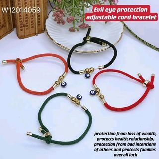 Evil eye protection adjustable cord bracelet