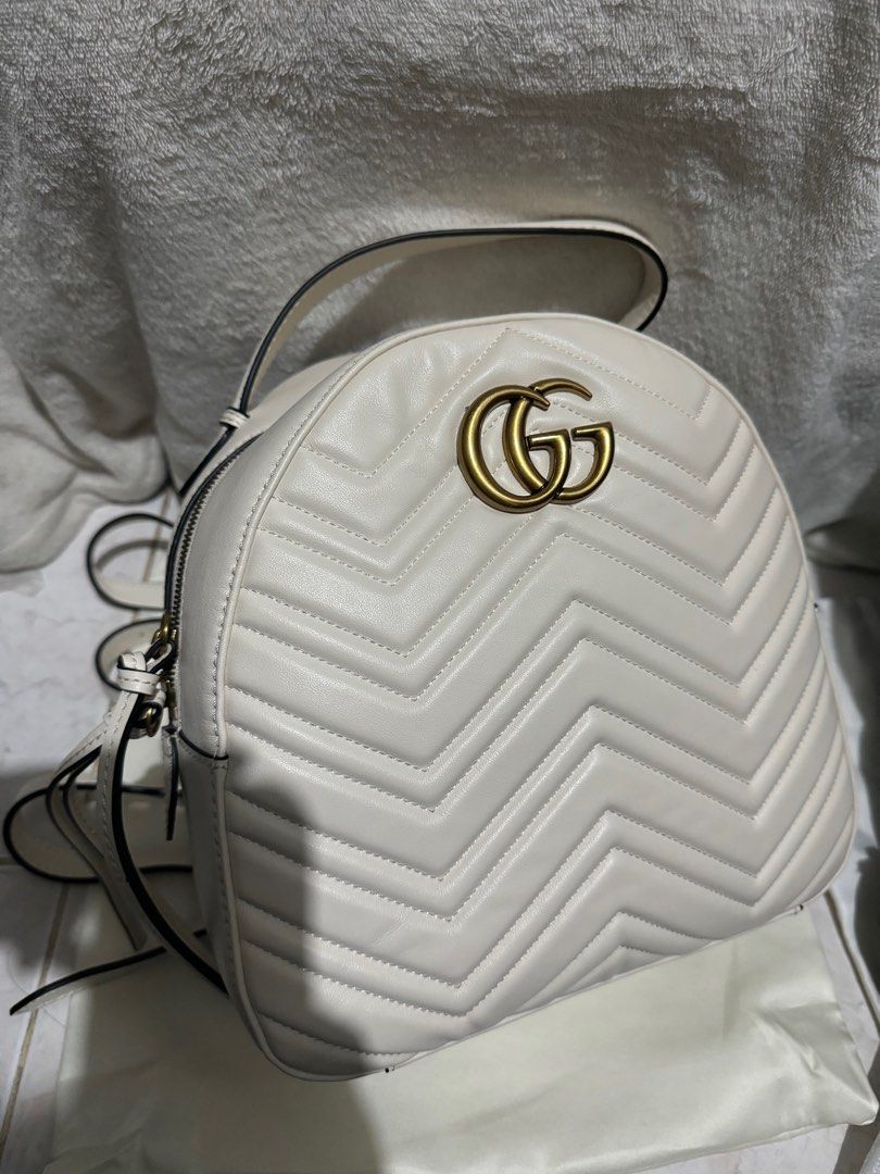 GUCCI MARMONT BACKPACK WHITE BEIGE
