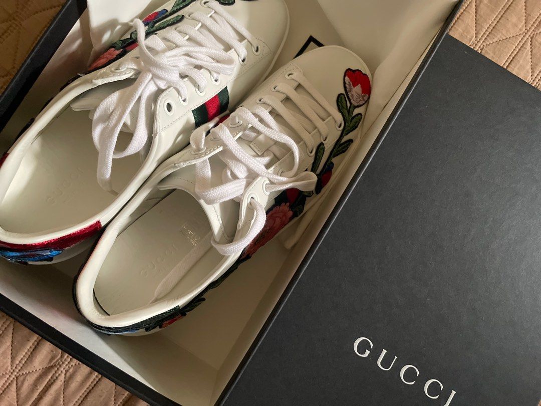 Gucci ace embroidered floral clearance