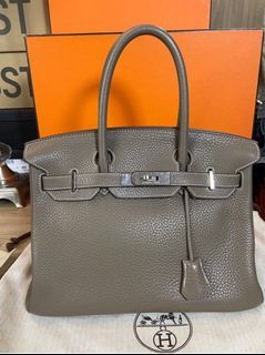 Hermes Etoupe Togo Leather Palladium Hardware Birkin 30 Bag