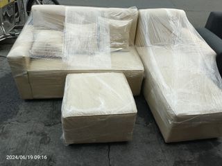 L shape sofa cream fabric