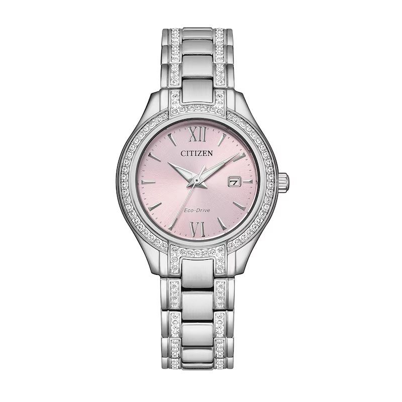 Ladies Citizen Eco Drive Silhouette Crystal Accent Watch with Pink Dial Luxury Watches on Carousell