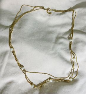 Layered Necklace With Mother Of Pearl Beads