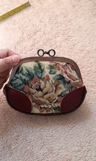 Leather and tapestry Kisslock purse