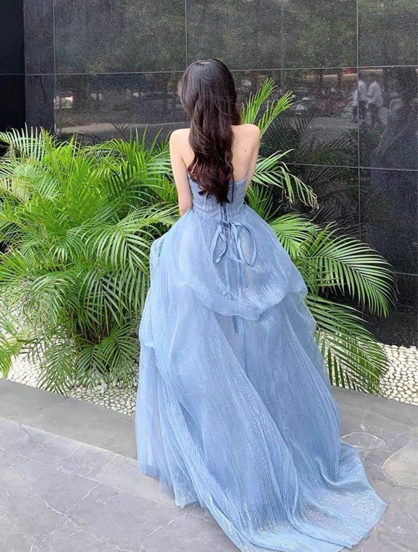 open lace back dress Sparkly Ivory Tiered Sequin Lace Prom Dresses Sheer Bodice Spaghetti S –  vigocouture main image 1