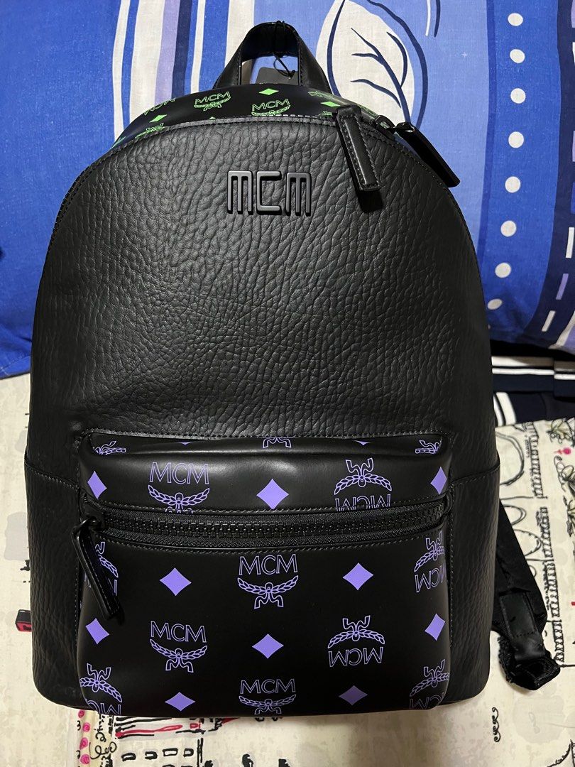 MCM Backpack Men Stark Backpack Medium Dahlia Purple Summer Green Men s Fashion Bags Backpacks on Carousell