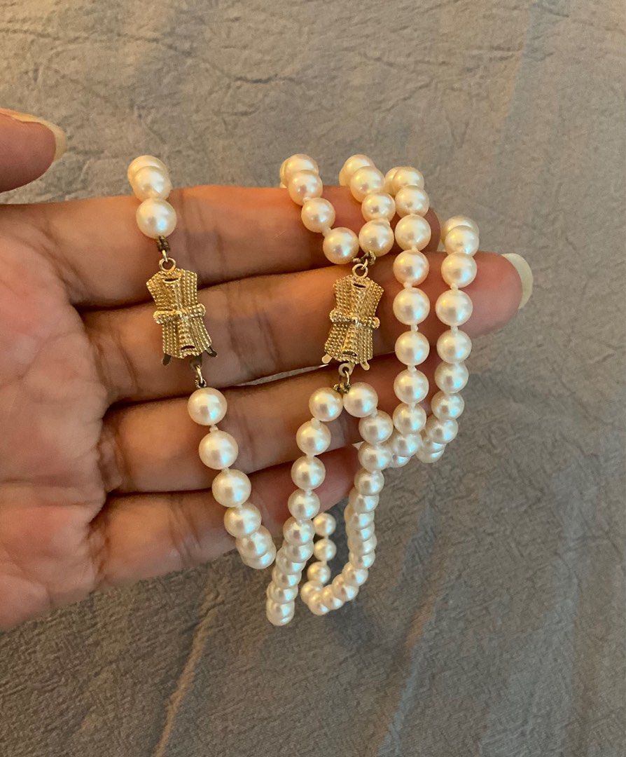 Mikimoto BLUE LAGOON Sea Magic double strand pearl necklace 14k gold Women s Fashion Jewelry Organisers Necklaces on Carousell