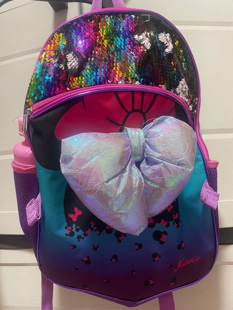 Minnie mouse school bag (Category: Diaper Bags & Wetbags) located in Cainta. Submitted by p3spreloved (Listing ID 1310016448, Image 2). Description: With removable lunch bag and pencil case Free unused water bottle too Payment via Gcash.