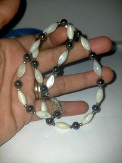Mother of Pearl and Hematite Necklace 17"