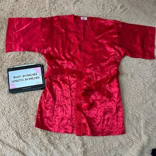 (M-XL) Avon Red satin robe for women
