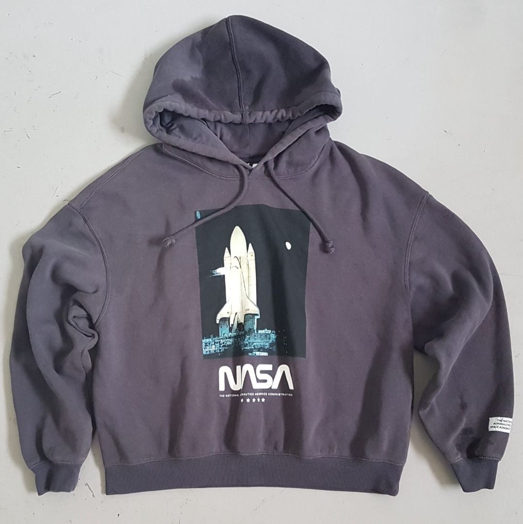 NASA Hooded Jumper Space Shuttle Design Hoody Sweater Hoodie Jacket H M Divided Model LARGE Outerwear Street