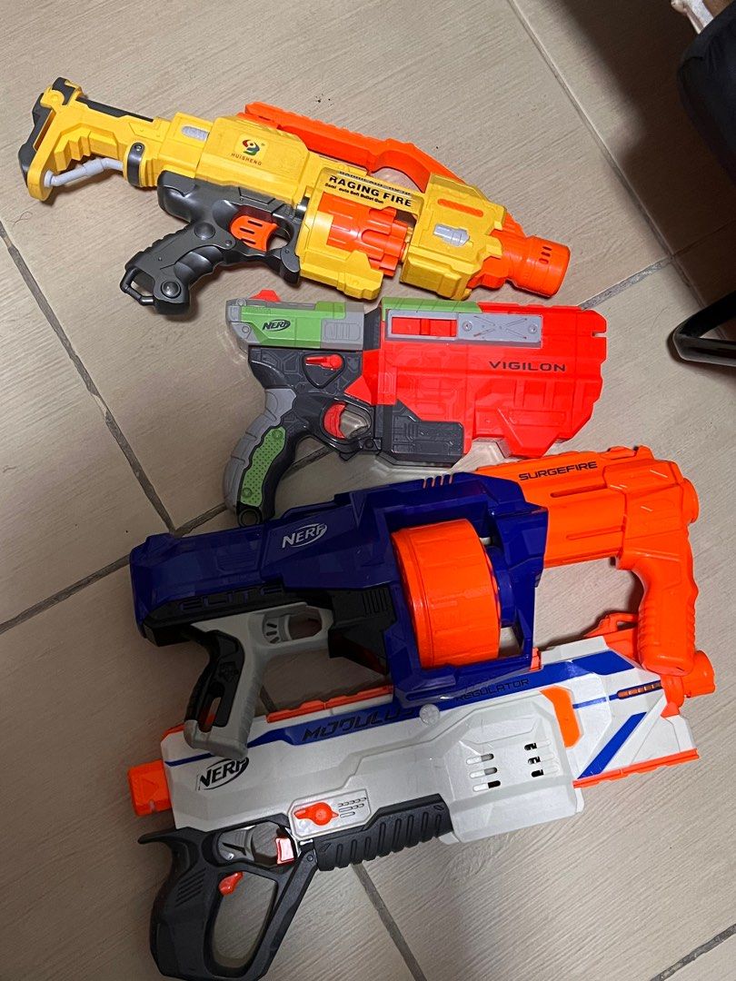 Nerf guns take all (Category: Action & Battle Toys) located in Manila. Submitted by peeknpicks (Listing ID 1310021733, Image 2). Description: Hindi ko alam kung gumagana but i think oo. Wla na ako bala so take all for 1000 libre isa un hindi nerf Super sale na yan For sure original.