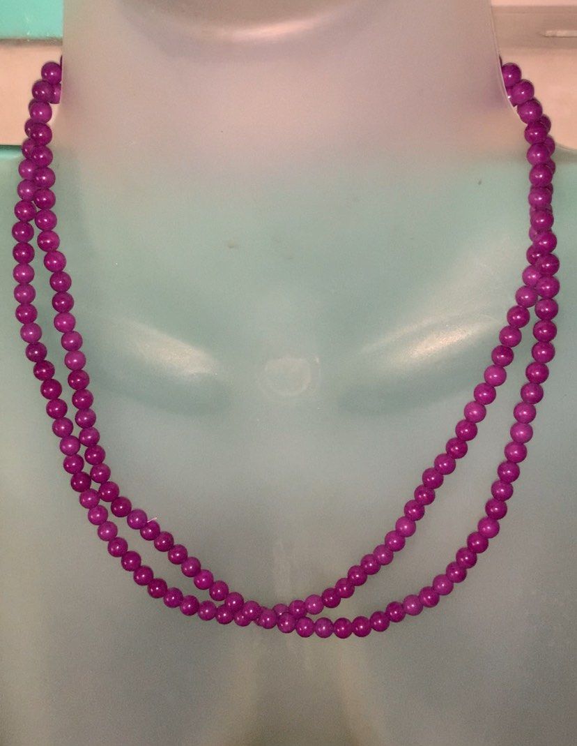 🧿2pcs Purple Jade Necklace (Category: Necklaces) located in Valenzuela. Submitted by blesssing (Listing ID 1310003503, Image 2). Description: 🧿Purple Jade Necklace bundle 300each Nature stone 8mm.
