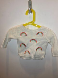 Rainbow knitted sweater cardigan for baby newborn