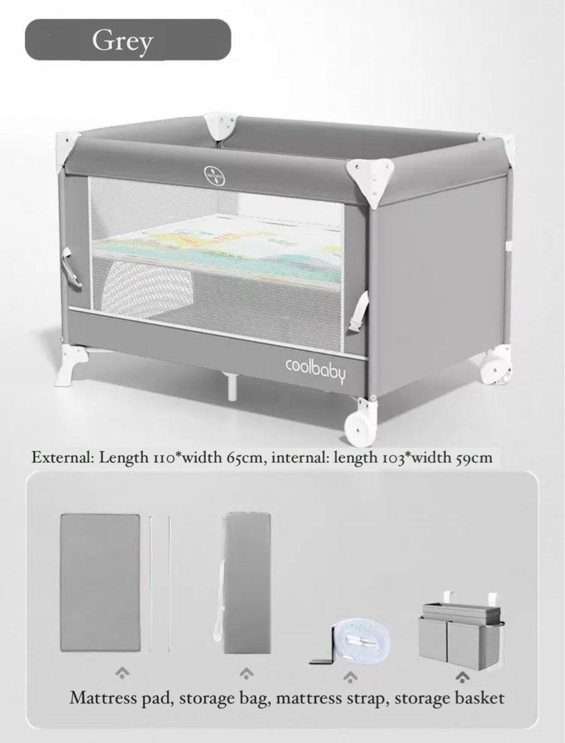 Ready Stock Multifunctional Foldable Bedside Baby Cot Travel Cot Playpen