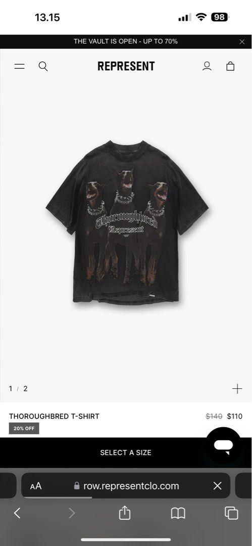 Represent tee (Category: Tshirts & Polo Shirts) located in Singapore. Submitted by dysonkho (Listing ID 1309951341, Image 2). Description: Represent Tee Size L BNIPWT Authentic Shipping From indonesia.