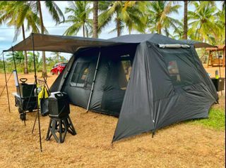 Ridge Tent - Automatic Family Village Tent 10 Person 395x270cm High Ceiling Glamping Tent Black Camping