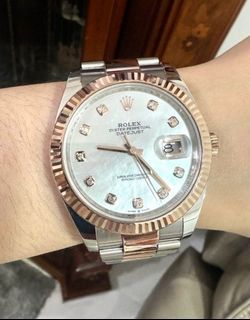 Rolex Datejust 41mm MOP Diamond Dial Oystersteel and Everosegold