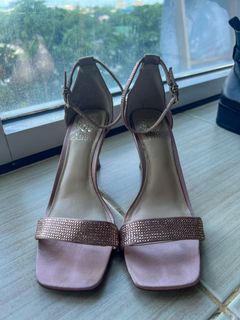Rose Gold Pink Bronze Vince Camuto Imported Bedazzled Sandals Heels Formal