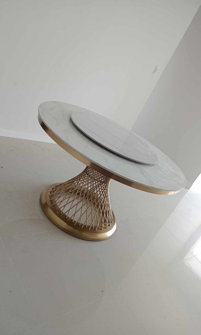 Round marble top dining table (Category: Tables & Sets) located in Quezon City. Submitted by furniturefinds888 (Listing ID 1309902818, Image 3). Description: available onhand.