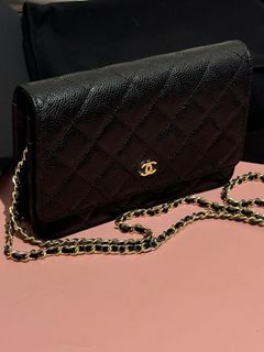 SALE! 🥰 CHANEL WOC FLAP BLACK CAVIAR GOLD CHAIN SLING BAG