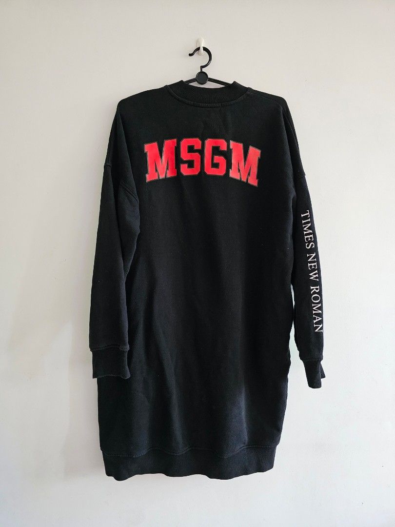 SALE MSGM Logo Name Black Sweater Pullover Dress