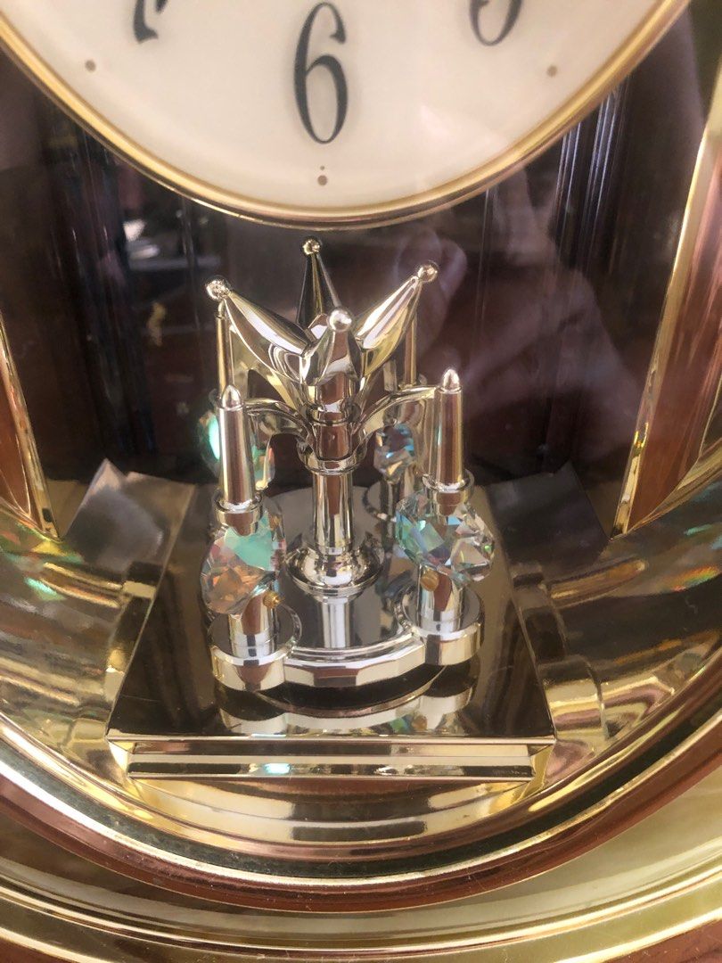 Seiko Mantle Clock with rotating Swarovski Crystal Pendulum, Furniture