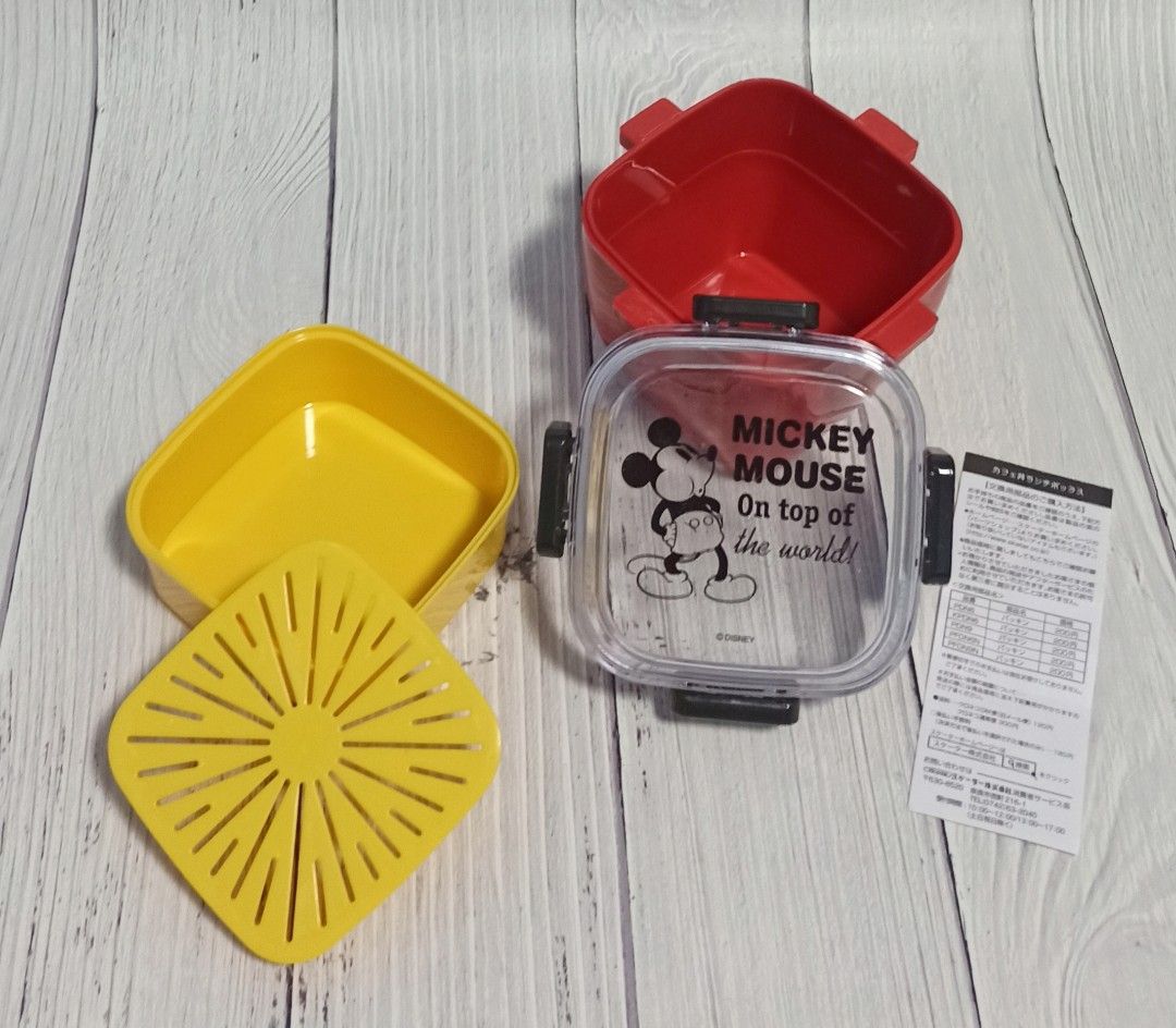 Skater Mickey Salad 620ml Lunchbox (Category: Food Organization & Storage) located in Bacoor. Submitted by japanice_aniks (Listing ID 1309976523, Image 3). Description: FIXED PRICE Leakproof lunchbox with 4 locks and salad drainer compartment to maintain its freshness. MOP: BDO | BPI | GCash | GoTyme | Maya.