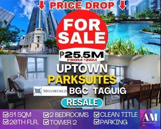 Uptown Parksuites 2BR Parking Clean title in BGC, Taguig