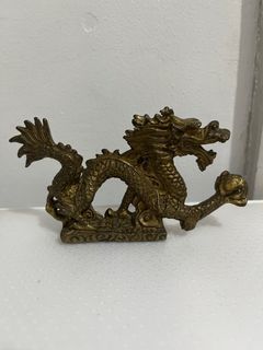 Vintage Dragon statue Holding a Ball (bronze/brass)