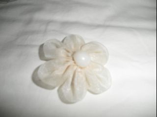 White Flower shaped Piña Brooch