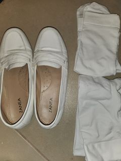White nursing shoes/loafers with 2 pairs of white stockings