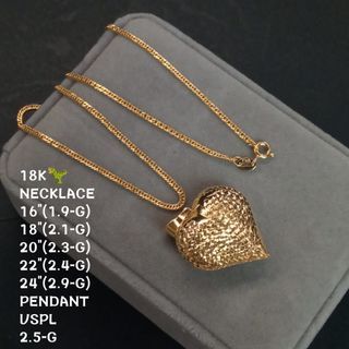 YG Heart Pendant Curb Chain Necklace
