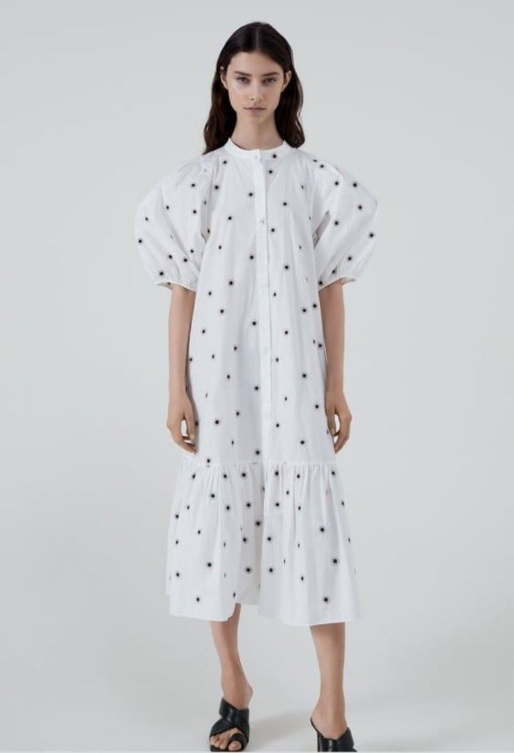 Zara Embroidered Poplin Dress, Women's Fashion, Dresses & Sets, Dresses on  Carousell
