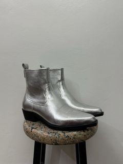 ZARA Men’s Metallic Silver Ankle Boots Size 42