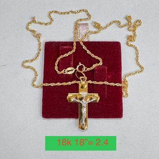 18K Saudi Gold Cross Necklace