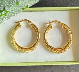 K18 turkey gold loop earrings