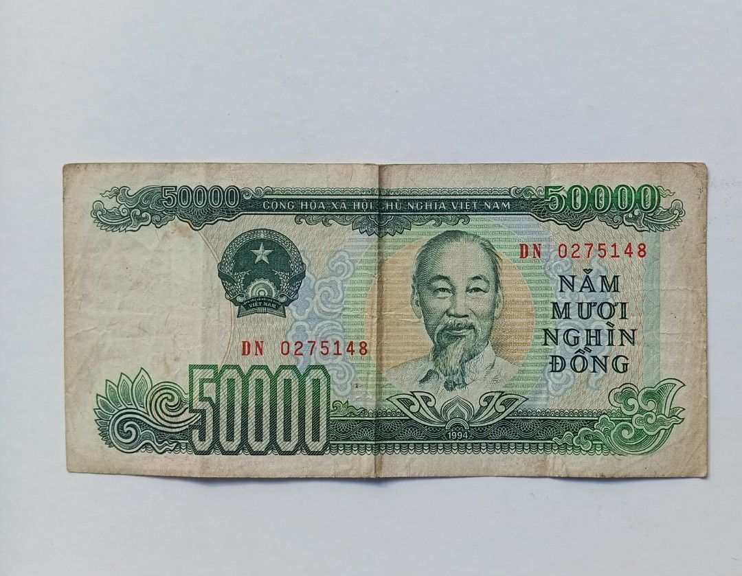越南1994年50000盾一張中品F（DN0275148）, 興趣及遊戲, 收藏品及紀念品, 錢幣- Carousell