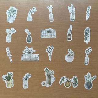 20 pcs Journal Washi Stickers - Plants in Pots