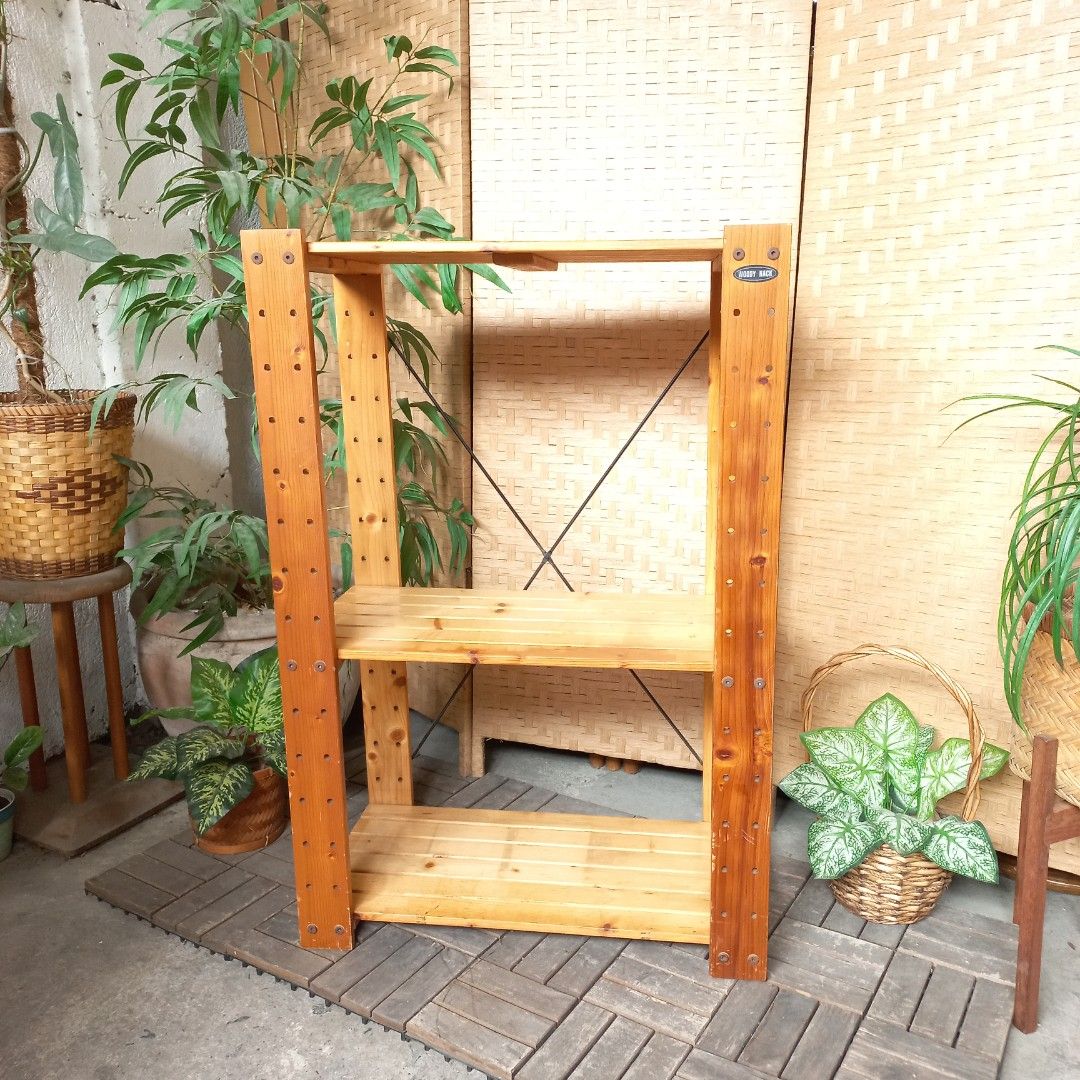 Open Shelf Rack Design 3tier adjustable pine wood open shelf rack kitchen pantry organizer ...